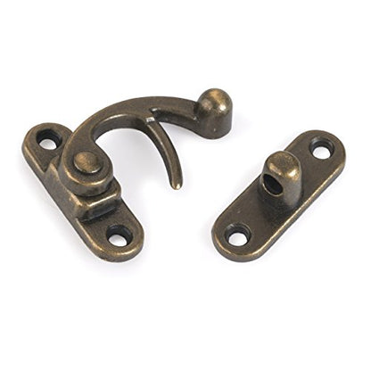 Highpoint Hook Latch Small Antique Brass 1-Piece with Screws - size: 1-3/8" tall and 1-1/8" wide Antique Brass