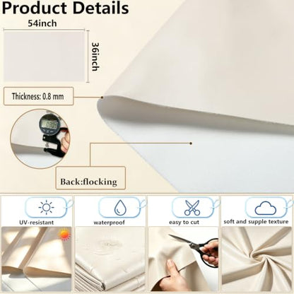 Picheng Vinyl Uholstery Faux Leather: 54" x 36" Soft Durable Marine Vinyl - color: Beige, size: 1Yard（54"x36"）