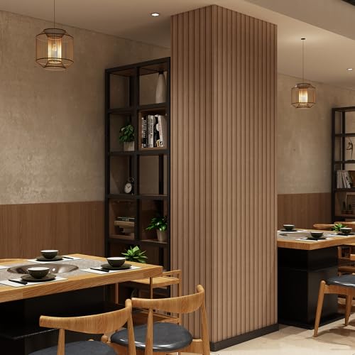 Light Walnut Peel and Stick Slat Wall Panels,Wood Grain Paneling - color: Light Walnut
