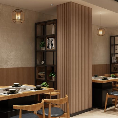 Light Walnut Peel and Stick Slat Wall Panels,Wood Grain Paneling - color: Light Walnut