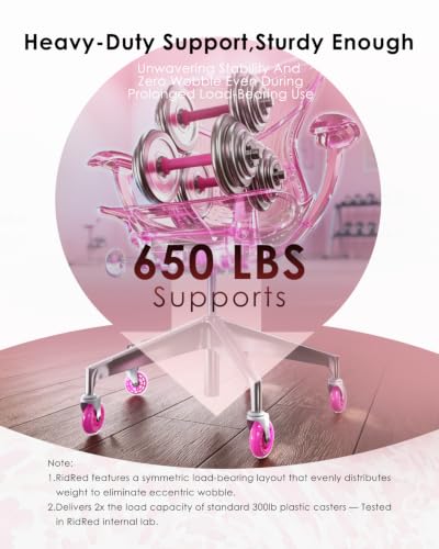 RidRed Office Chair Wheels - Replacement Rubber Wheels - Universal Fit 3 Inch Casters, Heavy-Duty Chair Casters, Noise Free, Fits 98% Chair, for All Floor (5) - color: Pink