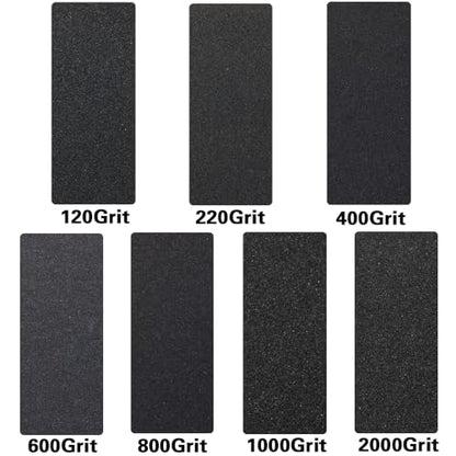 42Pcs Sandpaper Assortment,120/220/400/600/800/1000/2000 Grit, 9 x 3.6 Inch, Wet Dry Sand Paper, Silicon Carbide Grit Material, Suitable for Sanding and Polishing Wood, Metal, Stone, Walls