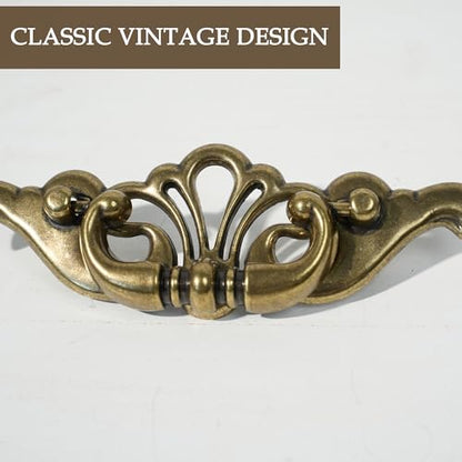 4-Pack Antique Brass Bail Drawer Pulls, 3-3/8 Inch Hole Centers
