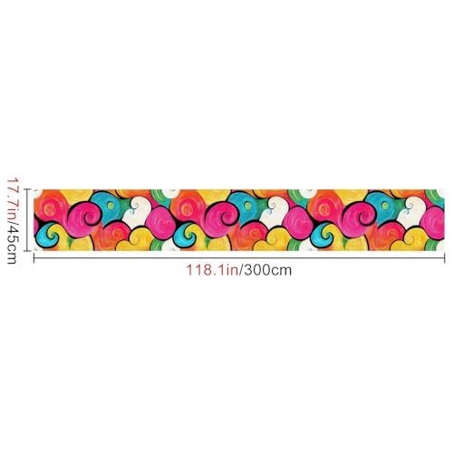 HOMETITUTE Color Swirl Peel and Stick Wallpaper 118.1x17.7 Inch Vinyl - color: Color Swirl Abstract