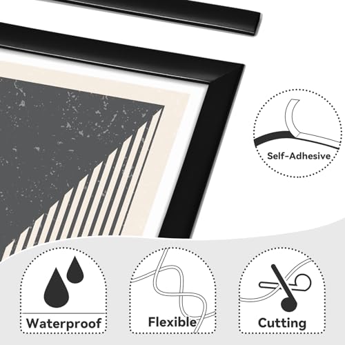 9.8 Ft Peel and Stick Wall Molding Trim, Flexible PVC Trim - color: Matte Black, size: 9.8 Ft