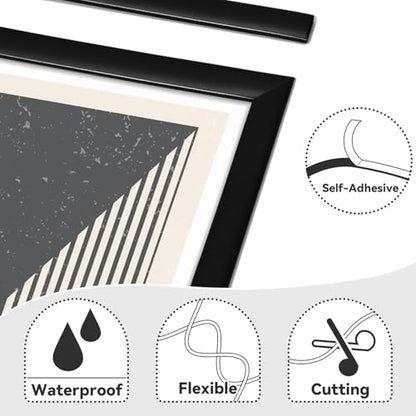 26.2 Ft Peel and Stick Wall Molding Trim, Flexible PVC Trim - color: Matte Black, size: 26.2 Ft