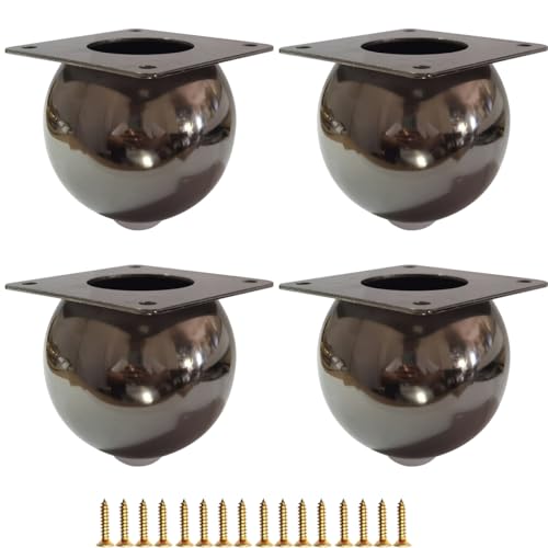 Black Furniture Legs Round Metal Bun Feet Heavy-Duty Cabinets/Tables/Chairs/Sofa Feet, with Rubber Base Set of 4,Heavy Duty DIY Replacement Couch Legs(Black 1) - size: Black 1