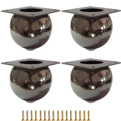 Black Furniture Legs Round Metal Bun Feet Heavy-Duty Cabinets/Tables/Chairs/Sofa Feet, with Rubber Base Set of 4,Heavy Duty DIY Replacement Couch Legs(Black 1) - size: Black 1