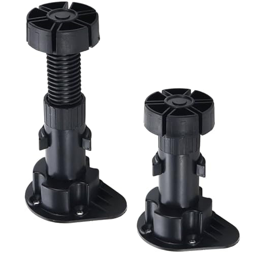 Adjustable Cabinet Levelers, 3.9-5 Inch, Black, 12Pcs - size: 3.9-5 Inch