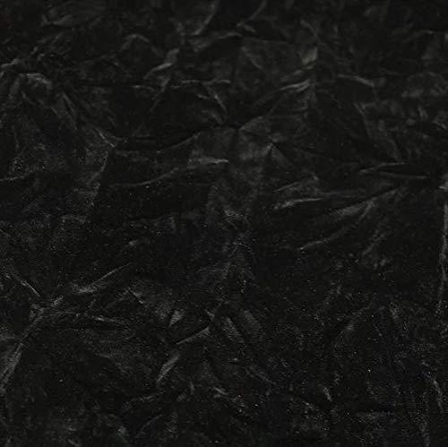 Velvet Crushed Black Upholstery Fabric By the Yard