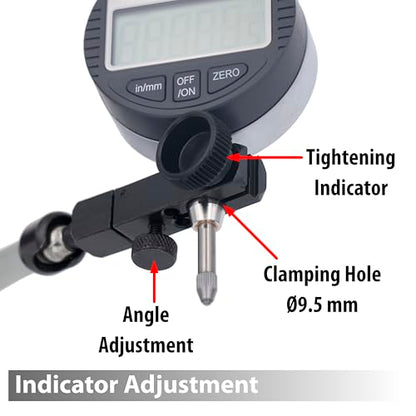 Clockwise Tools Digital Indicator with Magnetic Base Holder Stand, DIBR-0055 0-0.5 Inch/12.7mm, Inch/Metric Conversion, Auto Off - style: DIGR0055; 0-0.5"/12.7mm with Magnetic Base