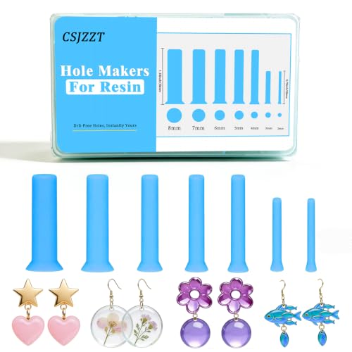 Resin Hole Maker 35 Pcs 7 Sizes Drill-Free Silicone Inserts for Epoxy Resin - color: Sky Blue