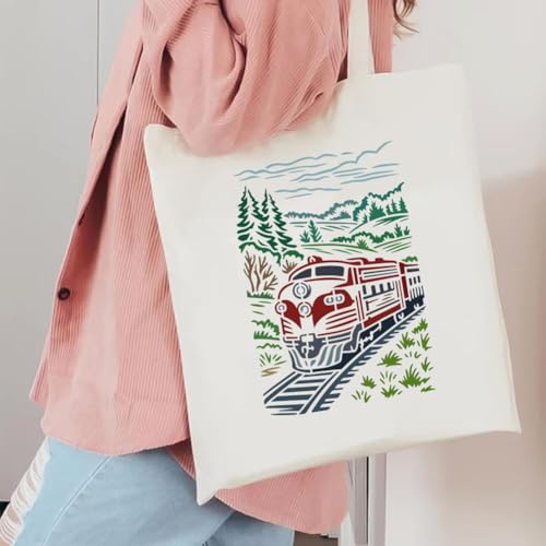 FINGERINSPIRE Train Mountain Forest Stencil 8.3x11.7inch with a Brush Steam Engine Train Stencils Rails Mountain Forest Drawing Template for DIY Painting on Walls Wood Canvas Home Decoration - style: Train Mountain Forest