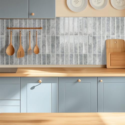 Alwayspon 10 Sheets 12x12inch Grey 3D Vinyl Backsplash Tiles, Self-Adhesive Peel and Stick Wall Tile Stickers Stick on Subway Tiles for Kitchen Bathroom Wall - color: Gray