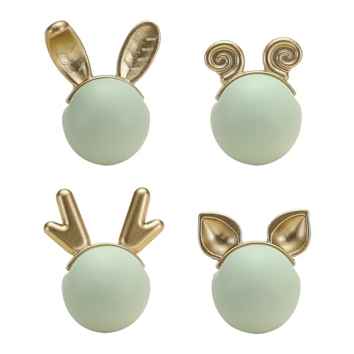 6 pcs White Rabbit Cute Cartoon Ceramic Cabinet Handles Kitchen knobs Door Pull Drawer Pulls for Kitchen Wardrobe Children's Room - color: white rabbit