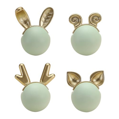 6 pcs Pink Rabbit Cute Cartoon Ceramic Cabinet Handles Kitchen knobs Door Pull Drawer Pulls for Kitchen Wardrobe Children's Room - color: pink rabbit