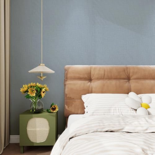 Grasscloth Peel and Stick Wallpaper 23.6"X480.3" Blue Contact Paper - color: Blue, size: 23.6" x 480"