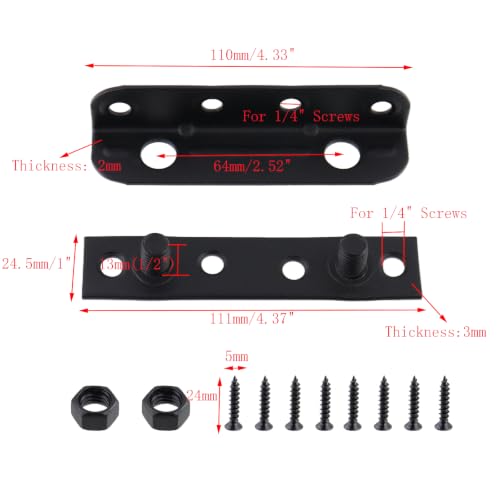 4 Pack Black Bed Rail Brackets, 4-1/3" x 1"