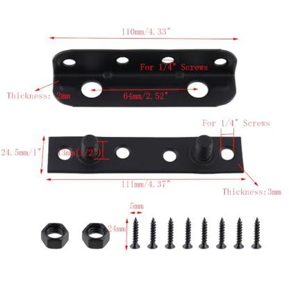 4 Pack Black Bed Rail Brackets, 4-1/3" x 1"