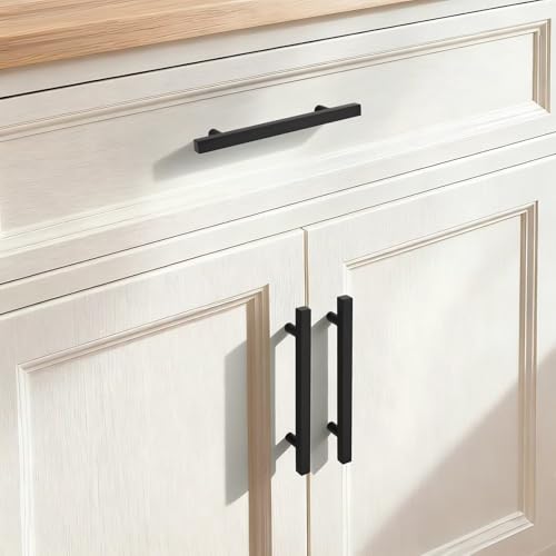 Probrico Matte Black Cabinet Handles & Pulls 5" CC Square 5 Pack - color: Black, size: Hole Center: 128mm(5inch)