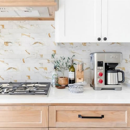 STICKGOO 10-Sheet Peel and Stick Backsplash, Calacatta Golden - color: Calacata Golden