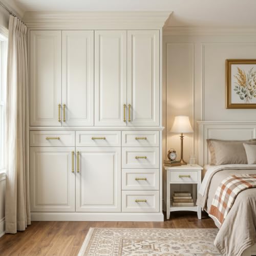 10 Pack Vibrant Brushed Moderne Brass Cabinet Pulls 4 Inch(102mm) Heavy-Duty Solid Kitchen Cabinet Handles Cabinet Hardware Drawer Pulls - color: Vibrant Brushed Moderne Brass, size: 4" Hole Center