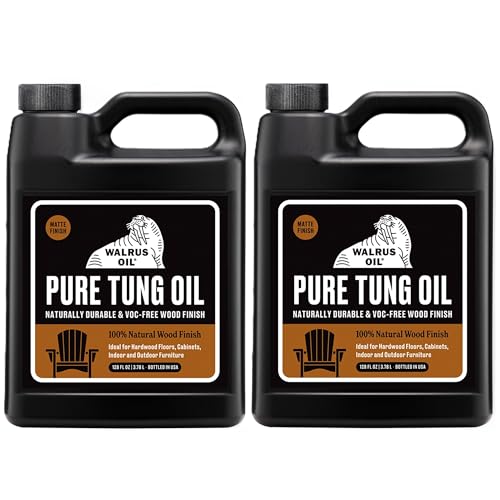 Walrus Oil - 100% Pure Tung Oil, Wood Finish for Any Woodworking Project, Natural, VOC-Free. 128oz / 1 Gallon Jug 2 Pack