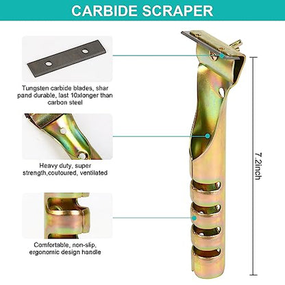Paint Scraper Tool with 2 Pcs 2" Double-Edged Reversible Extra Blades Heavy Duty Cleaning Carbide Scraper for Removing Varnish Paint Glue Resin Dry Glaze Stains Putty Scratch