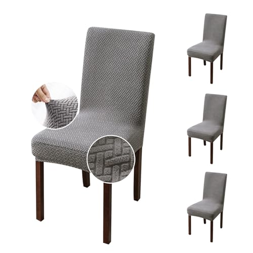 Genina Stretch Chair Covers for Dining Room Kitchen Parsons Set of 4 - color: Grey, size: 15-19in Not waterproof