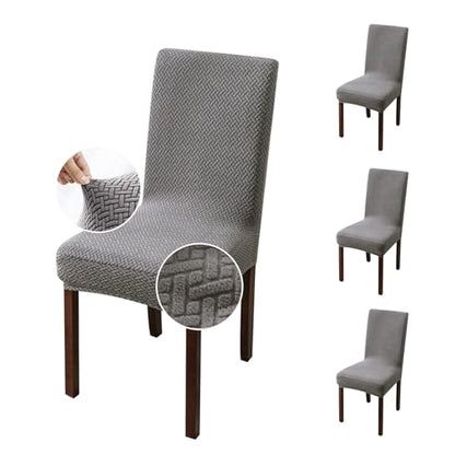 Genina Stretch Chair Covers for Dining Room Kitchen Parsons Set of 4 - color: Grey, size: 15-19in Not waterproof