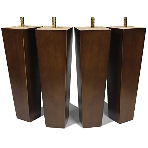 Wood Furniture Legs 8 inch Sofa Legs Set of 4 Square Replacement Legs Brown for MCM Ottoman Armchair Recliner Coffee Table Dresser - size: 8 inch (4pcs) Standard (With hanger bolt)