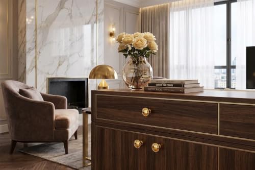khtumeware Luxury Solid Real Brass Handmade Unlacquered Brass Cabinet Knobs - size: 1-1/4 Inch (32mm) Diameter