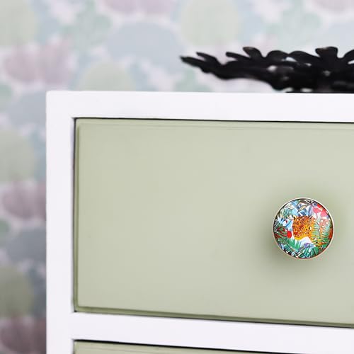Indian Shelf Macaw Parrot Ceramic Cabinet Knobs Gold Drawer Pulls 6 Pack - color: Multicolor Bird, size: 6 Knobs
