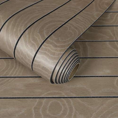 CHIHUT Large Roll 24"x197" Wood Slat Wall Panel Thick Faux Chocolate Brown Teak Soundproof Foam Wood Panel Wallpaper Peel and Stick Temporary Rustic Accent Wall Panels for Bedroom Living Room - color: Chocolate Brown Teak-24"x197"