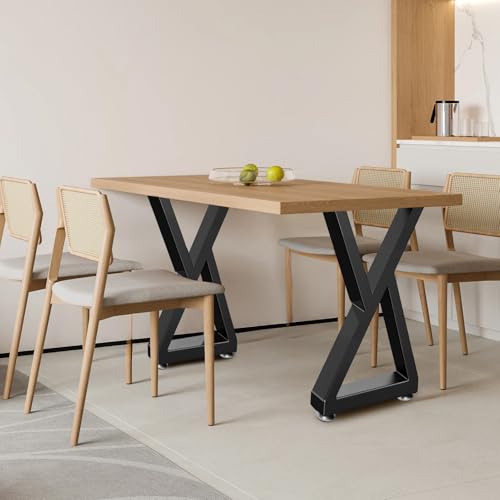 28 Inch Metal Desk/Dining Table Legs, Heavy-Duty Industrial Style Kitchen Table Legs with Adjustable Feet Pads (H28 x W17.7,Black) - size: 28 '' Z Shape