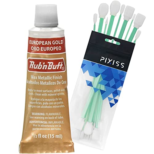 GRAS Art Bundles Wax Metallic European Gold Paint, 0.5 Fluid Ounce, Pixiss Blending Tools for Applying - color: European Gold