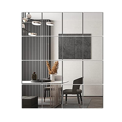Delma Home Gym Mirror Tiles, 14'' x 12'' Glass Frameless Mirror - size: 14''x12''-16PCS