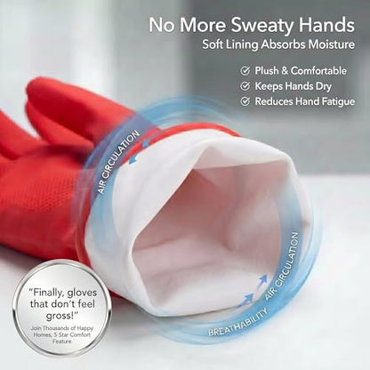 ForPro Premium Natural Rubber Gloves, 6-Pair, Medium, Wild Cherry - color: Wild Cherry, size: Medium