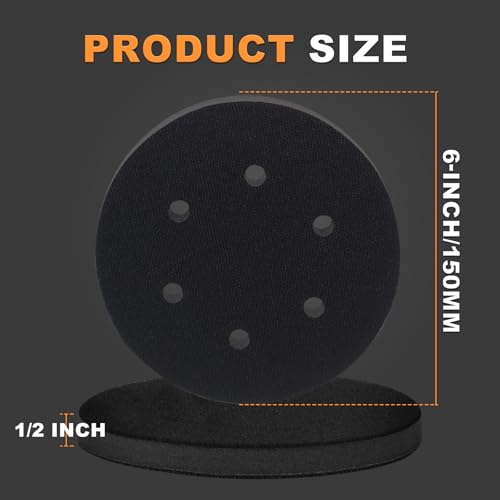 6-Inch 6-Hole Interface Pad: 5 Pack Hook & Loop Foam Sanding Discs Backing Pads Replacement for Random Orbital Sander,Soft Density Sponge Round Cushion Buffer - style: 6" 6-Hole Interface Pad