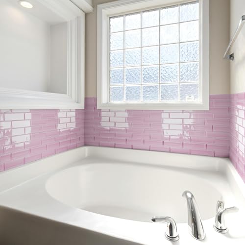 Art3d Seaglass Subway Tile Design Peel and Stick Backsplash, 10-Pack, Pink - color: Pink