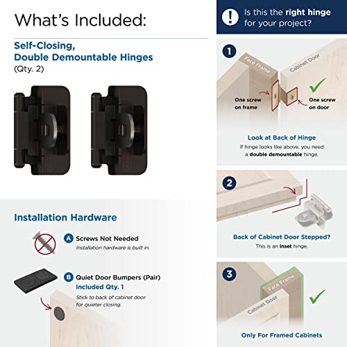Amerock 1 Pair 3/8" Inset Oil-Rubbed Bronze Demountable Cabinet Hinge - color: Oil Rubbed Bronze, size: 3/8 Inch (10 mm) Inset