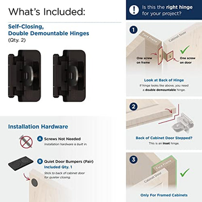 Amerock 1 Pair 3/8" Inset Oil-Rubbed Bronze Demountable Cabinet Hinge - color: Oil Rubbed Bronze, size: 3/8 Inch (10 mm) Inset