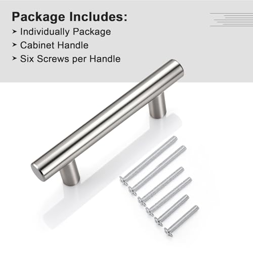 Gobrico 10 Pack 2-1/2" (64mm) Hole Center Cabinet Handles, Brushed Nickel Cabinet Pulls, Satin Nickel Stainless Steel Drawer Pulls, 4" Overall Length - color: Brushed Nickel, size: 2-1/2 Inch Hole Center
