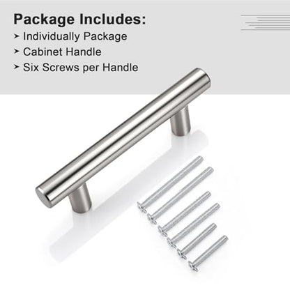 Gobrico 10 Pack 2-1/2" (64mm) Hole Center Cabinet Handles, Brushed Nickel Cabinet Pulls, Satin Nickel Stainless Steel Drawer Pulls, 4" Overall Length - color: Brushed Nickel, size: 2-1/2 Inch Hole Center