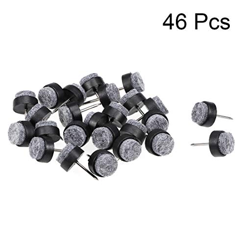 uxcell Nail On Furniture Felt Pads Glide Chair Table Leg Protector 14mm Dia Black 46pcs
