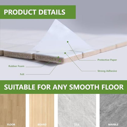 Felt Furniture Pads for Hardwood Floors 48 PCS 1" Square, Beige - size: 48PCS 1 inch Square Beige