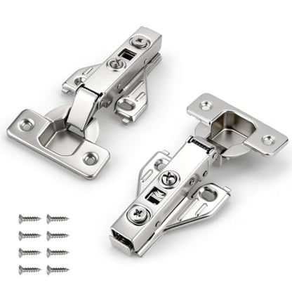 Probrico Full Overlay Soft Close Clip On Face Frame Mounting Cabinet Hinges, Nickel Plated Door Hinges, Concealed Screws 105 Degree Kitchen Cabient Hinges, 4 Pair