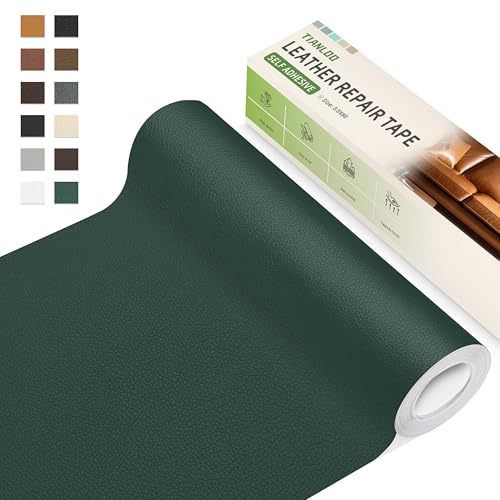 TIANLDD Leather Repair Tape,3.5 x 80 Inches Self Adhesive Leather Repair Patch，Leather Repair Kit for Furniture，Couches,Car Seats,Cabinets,Handbags(Dark Green-Litchi Grain) - color: Dark Green-Litchi Grain, size: 3.5" x 80"