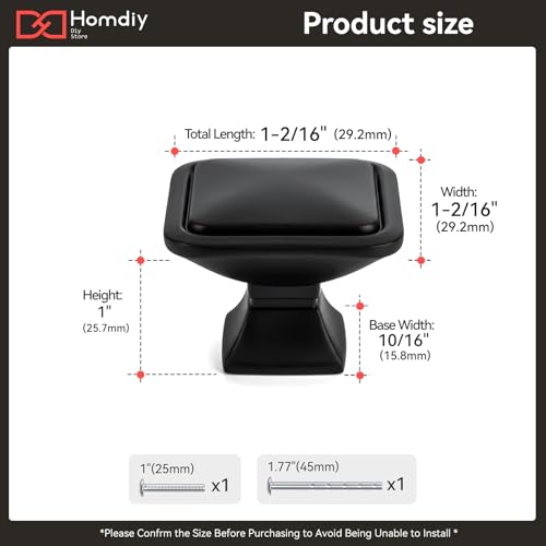 homdiy 30 Pack Black Cabinet Knobs, Solid Zinc Alloy Pulls, Single Hole - color: Black, size: Single Hole Center