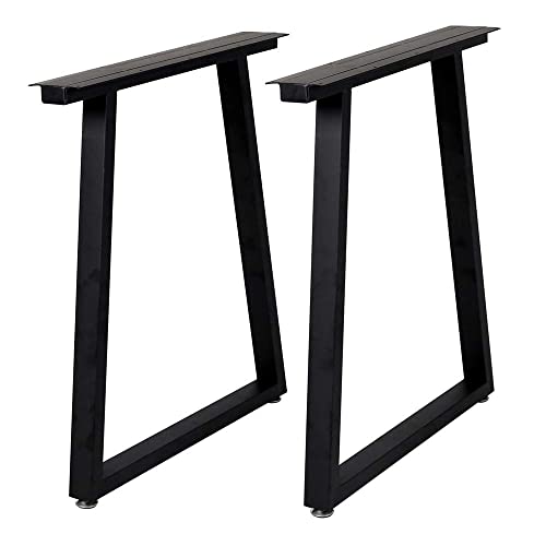 TIEOU Metal Legs for Table Trapezoid Shape 28" H Tall Industrial Table Legs Heavy Duty Metal Desk Legs Set of 2,Black - size: Trapezoid-28"H
